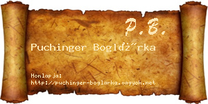 Puchinger Boglárka névjegykártya